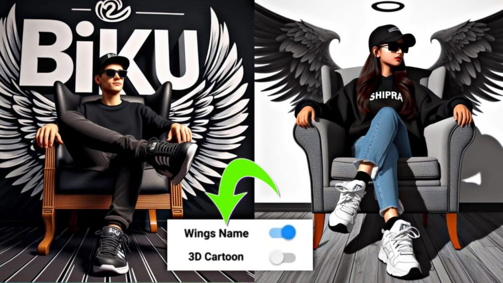 3D Wings Name Art Video Editing