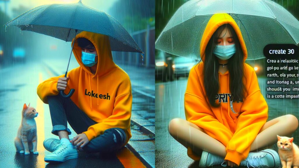 Rain Umbrella Boy T shirt Name Video Editing 2024